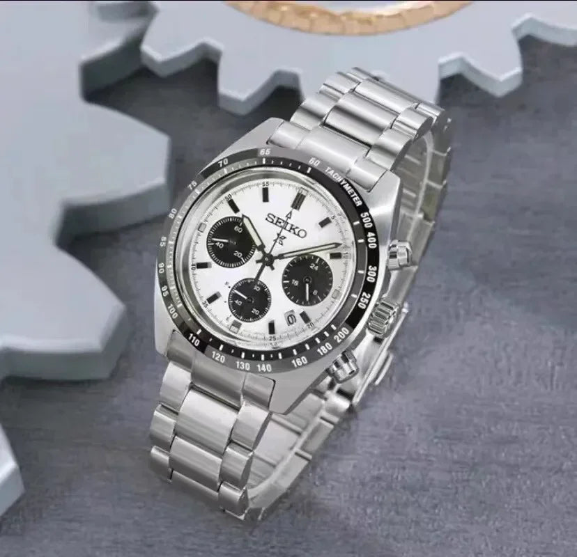 SEIKO Men Panda Three Eyes Series Multi Functional Waterproof Watches Calendar High End Luxury Watch