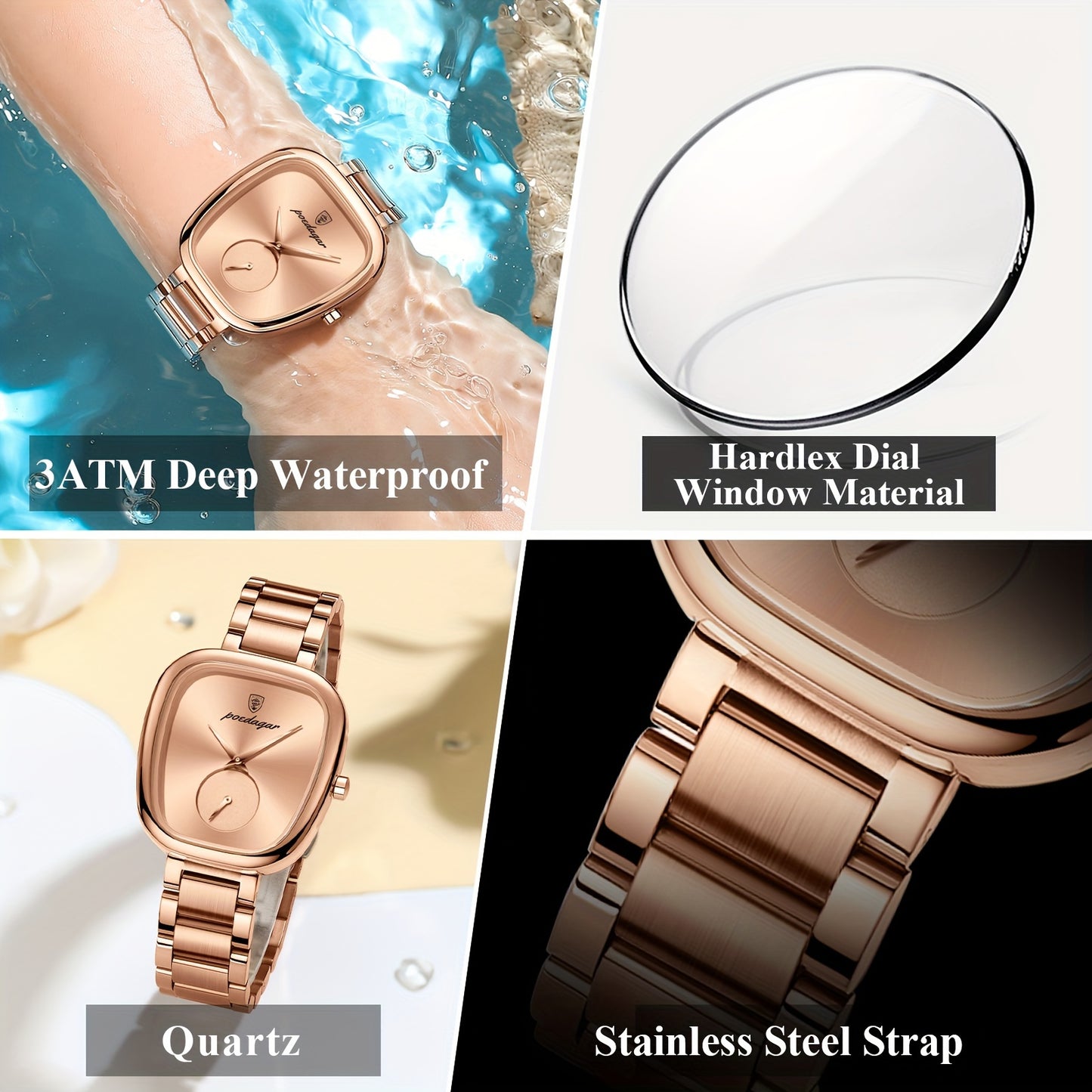 POEDAGAR Women Quartz Watch Stainless Steel Strap Analog Display