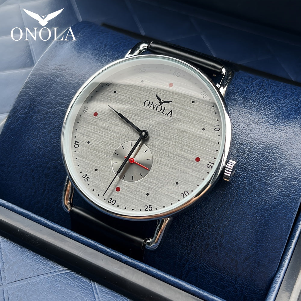 Onola Men's Watches Minimalist Watch for Men Simple Business Casual Waterproof Leather Band Quartz Wrist Watch