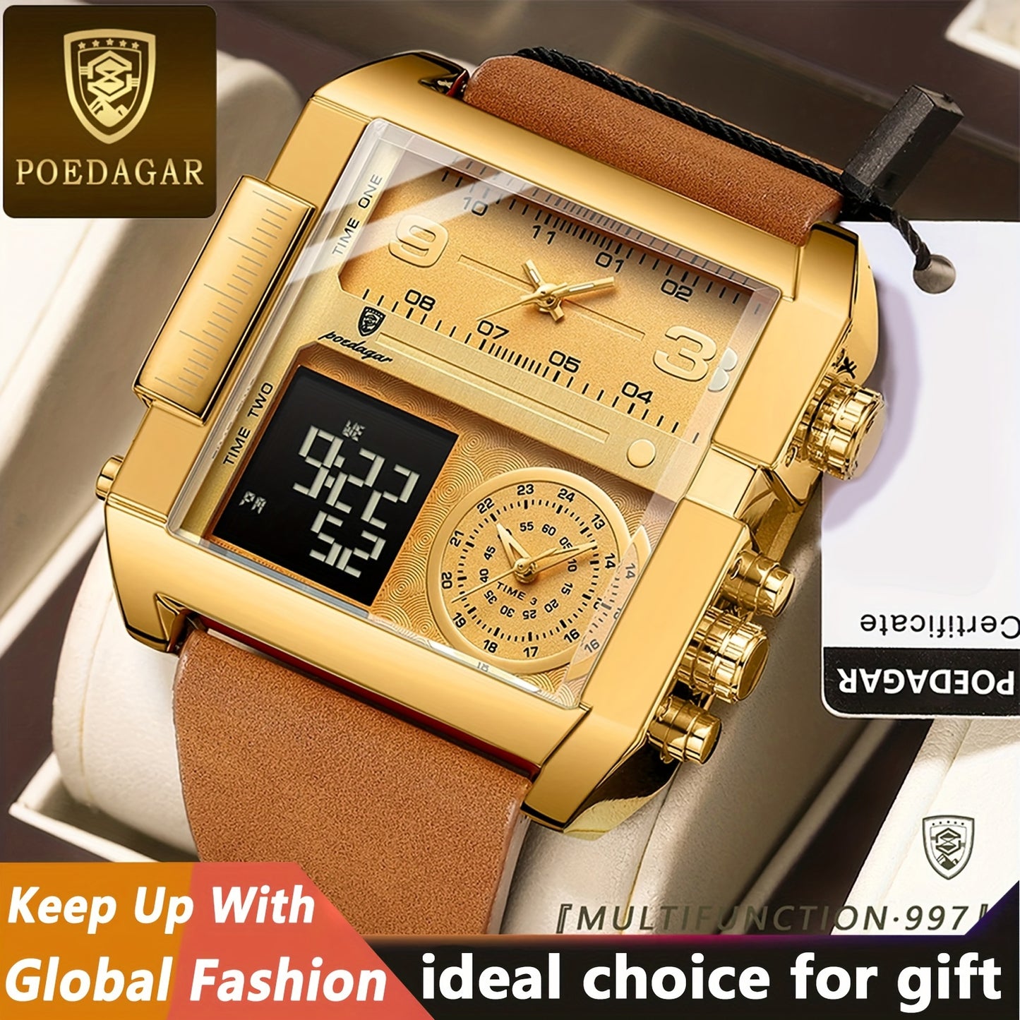 POEDAGAR 997 Men's Digital Watch Dual Display Quartz Watch