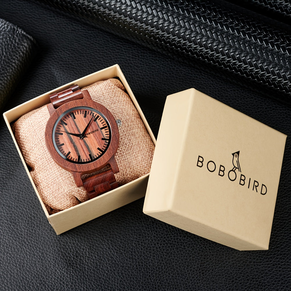 BOBO BIRD Vintage Red Sandalwood Men's Watch