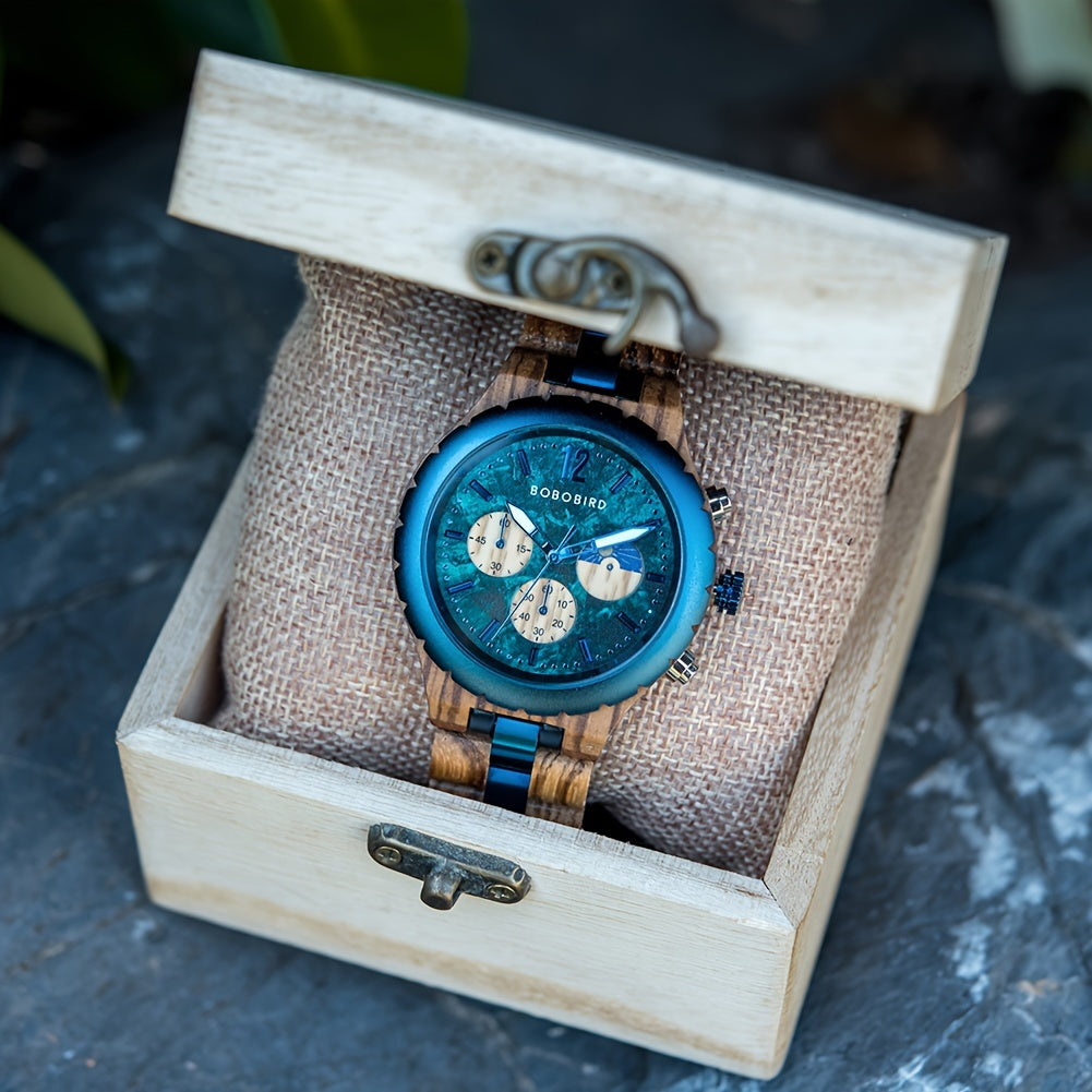 BOBO BIRD Engraved Zebra Wood Watches For Men