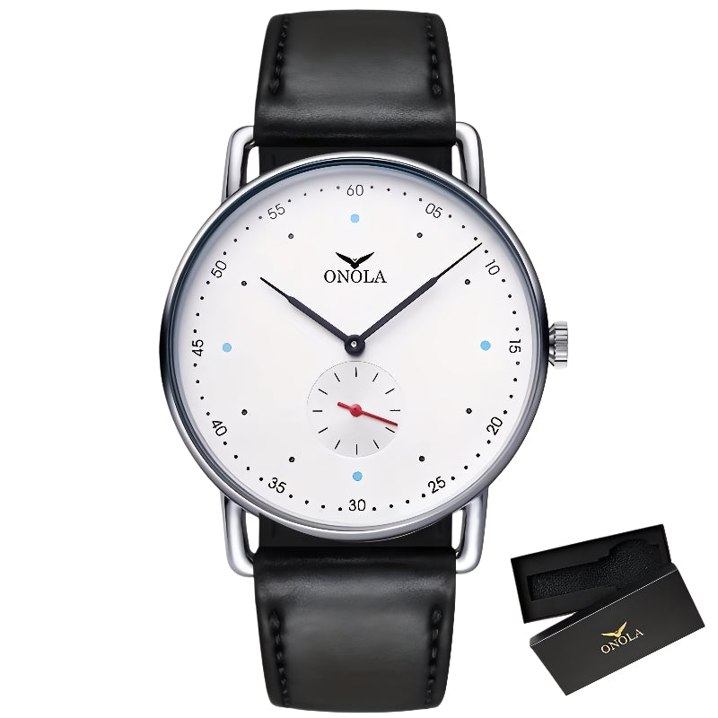 Onola Men's Watches Minimalist Watch for Men Simple Business Casual Waterproof Leather Band Quartz Wrist Watch