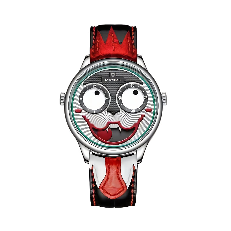 MARK FAIRWHALE  Cool Joker Mens Classic Clown Watch Fashion Leather Strap Waterproof Quartz