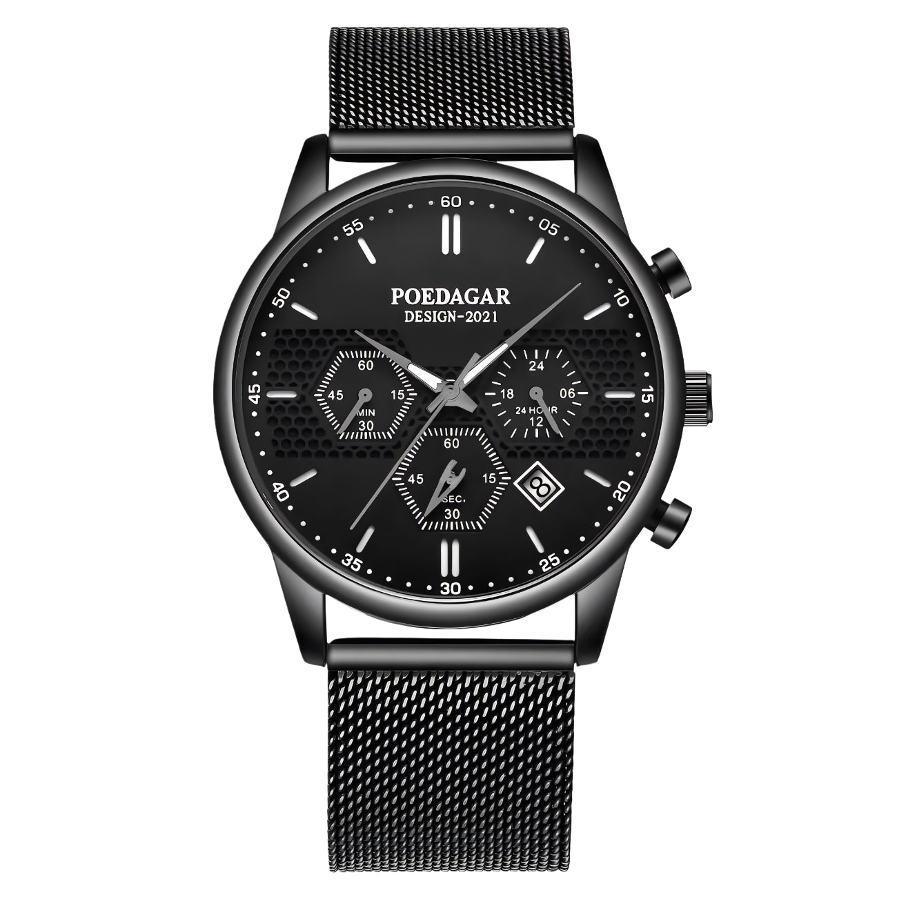 POEDAGAR Men Watch Sport Chronograph Waterproof Luminous Date Wristwatch Fashion Ultra Thin Mesh Belt Men’s Watches