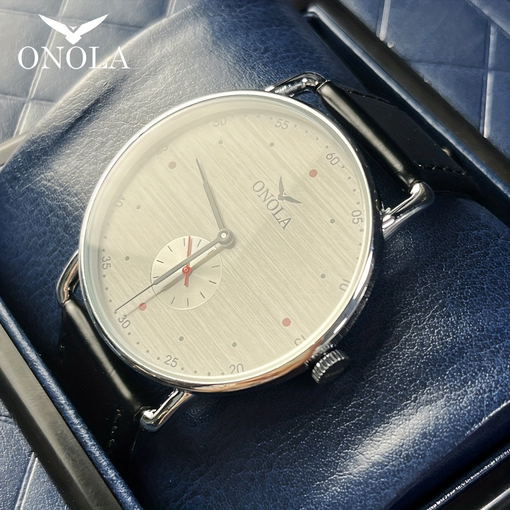 Onola Men's Watches Minimalist Watch for Men Simple Business Casual Waterproof Leather Band Quartz Wrist Watch