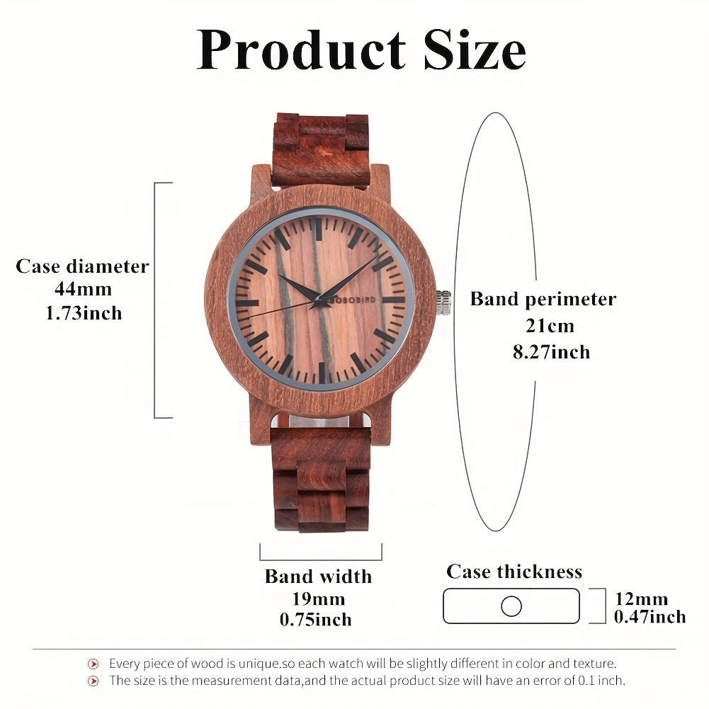 BOBO BIRD Vintage Red Sandalwood Men's Watch